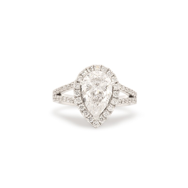 14K White Gold Pear Shape Diamond Engagement Ring
