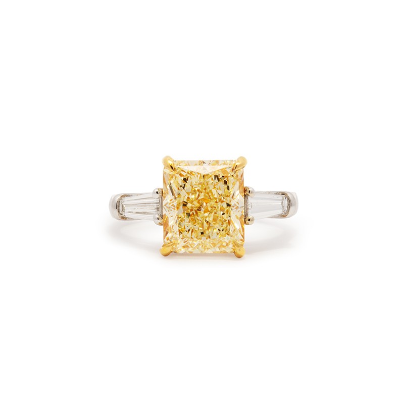 18K Two-Tone Radiant Cut Yellow Diamond Engagement Ring