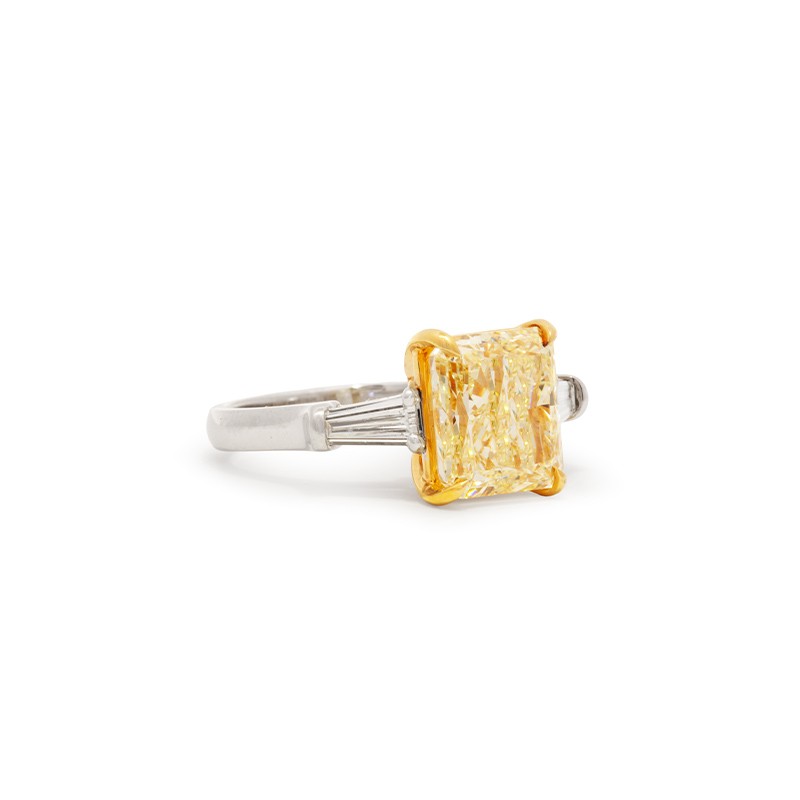 18K Two-Tone Radiant Cut Yellow Diamond Engagement Ring