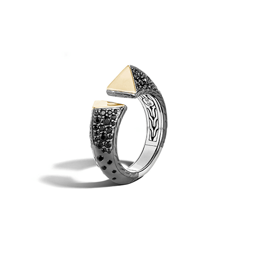 Silver and 18k Yellow Gold Triangle Tiga Ring