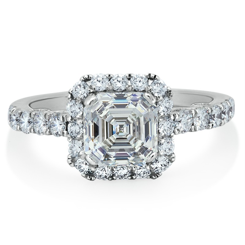 18K White Gold Princess Cut Center Halo Diamond Mounting