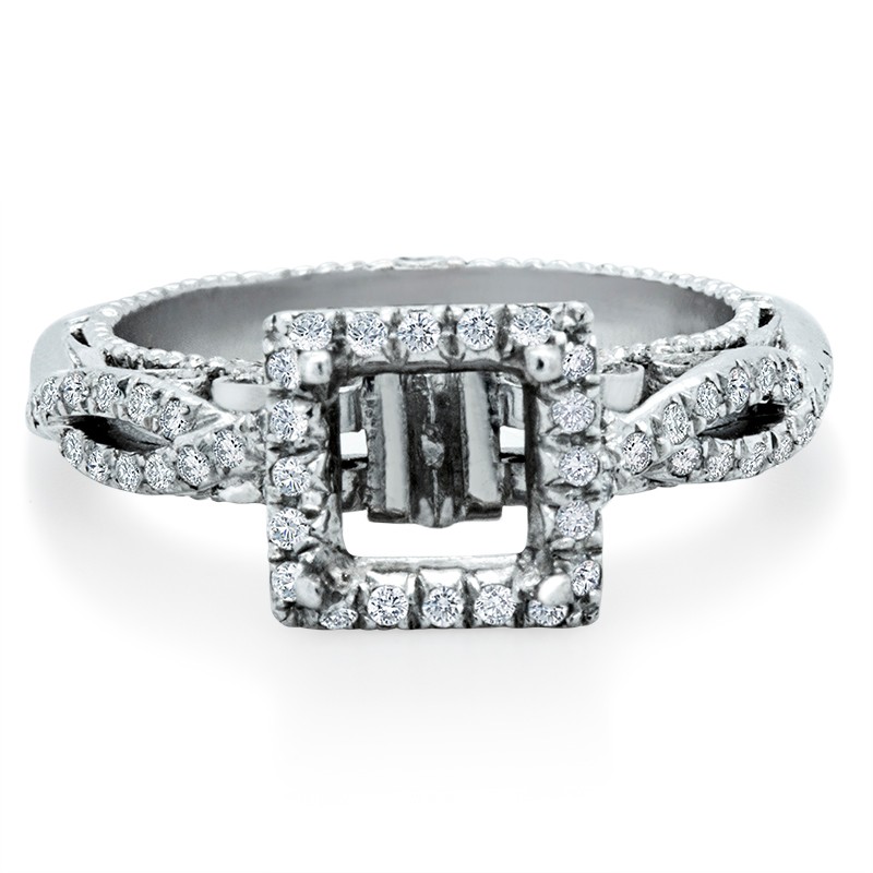 18k White Gold Halo Pave Mounting