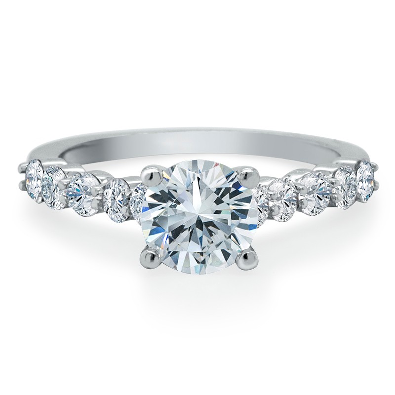 Side Stone Prong Set White Gold Diamond Mounting