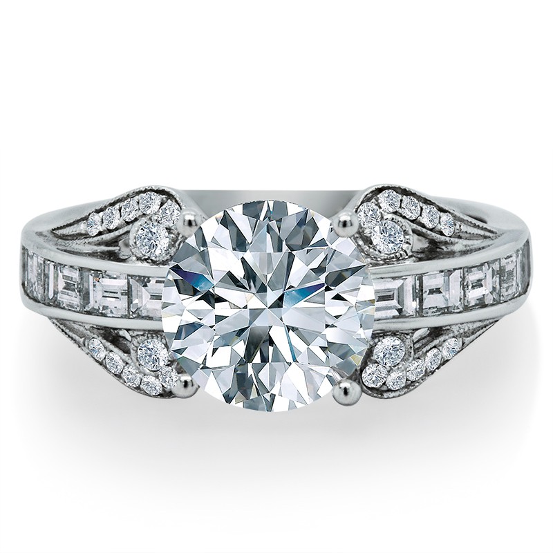 18k White Gold Baguette Diamond Mounting