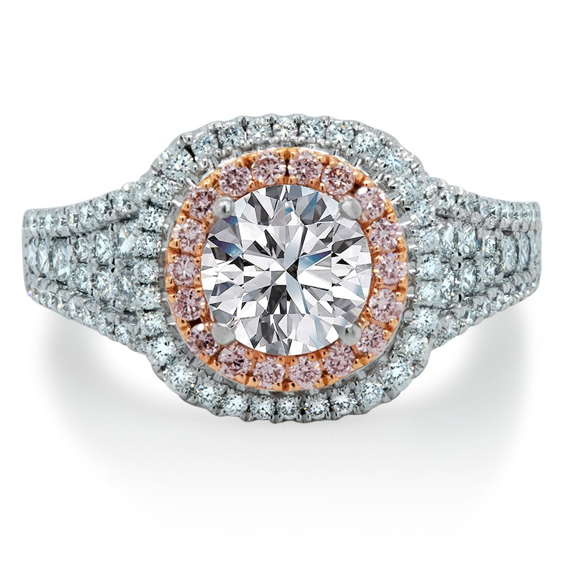 18k White and Rose Gold Diamond Double Cushion Mounting