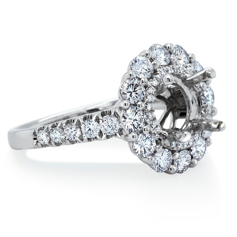 18K White Gold Double Diamond Halo Mounting