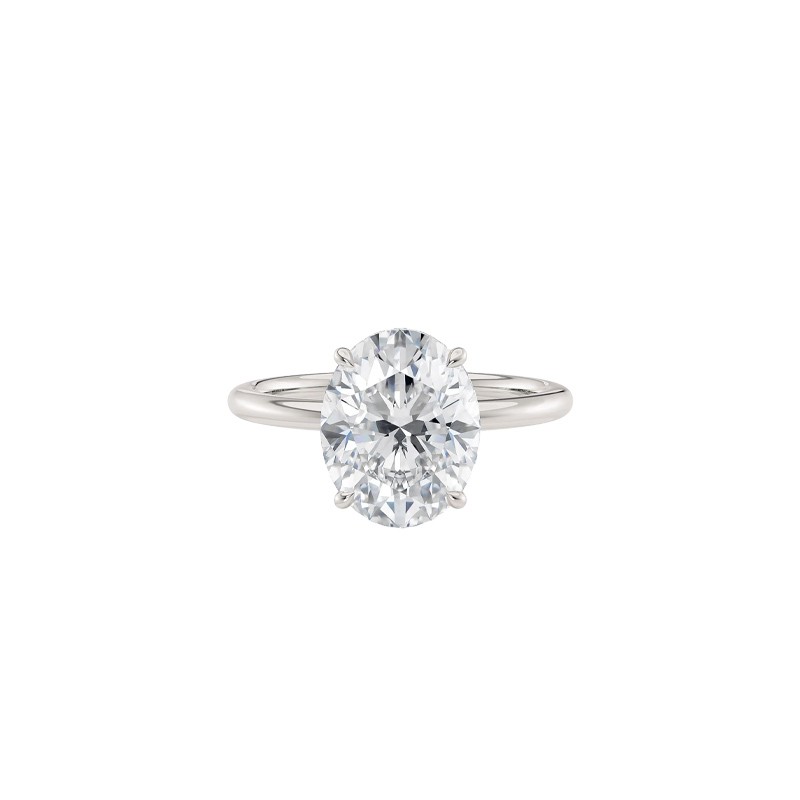 18K White Gold Oval and Hidden Halo Engagement Mounting