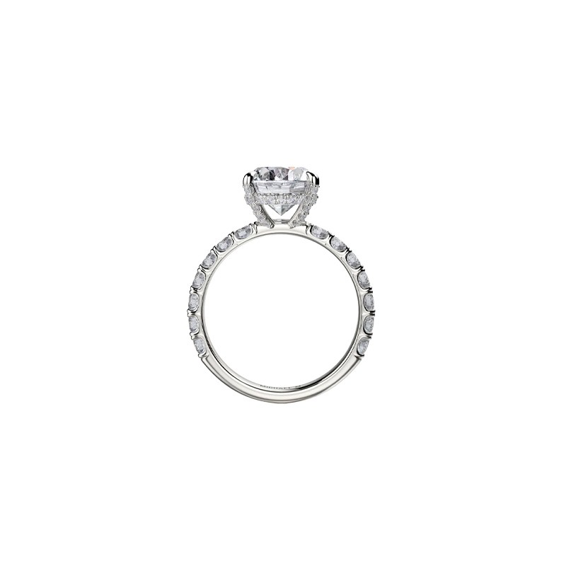 18K White Gold Oval Center Stone and Diamond Band Engagement Mounting