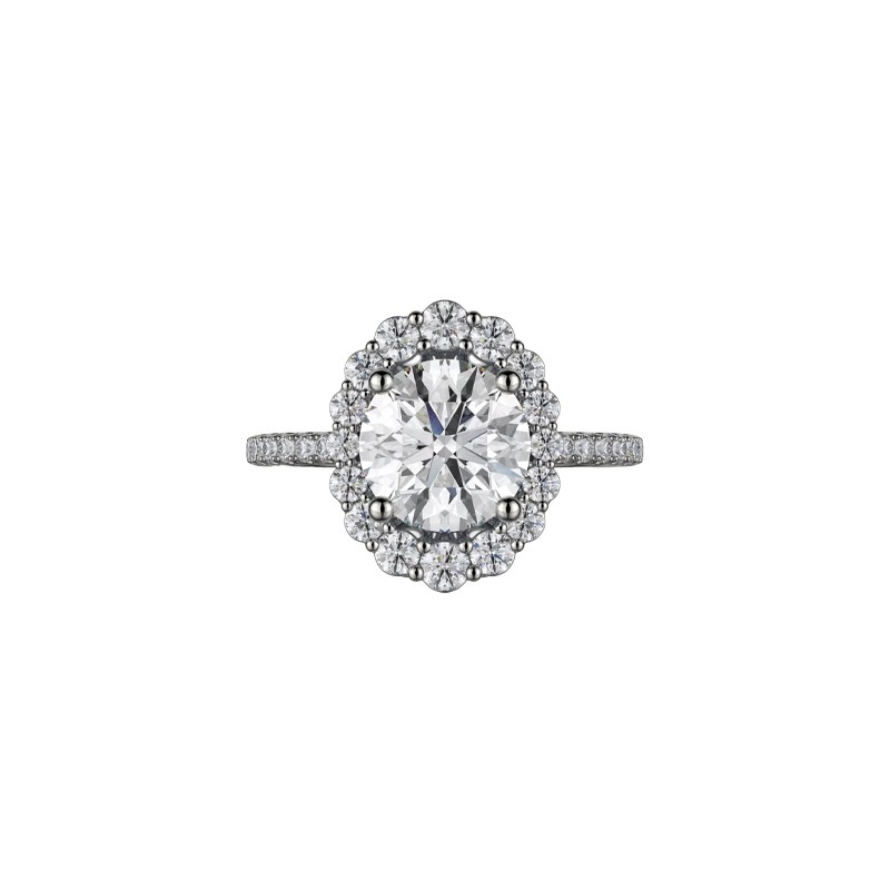 18K White Gold Diamond Halo and Band Engagement Mounting