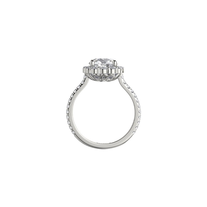 18K White Gold Diamond Halo and Band Engagement Mounting