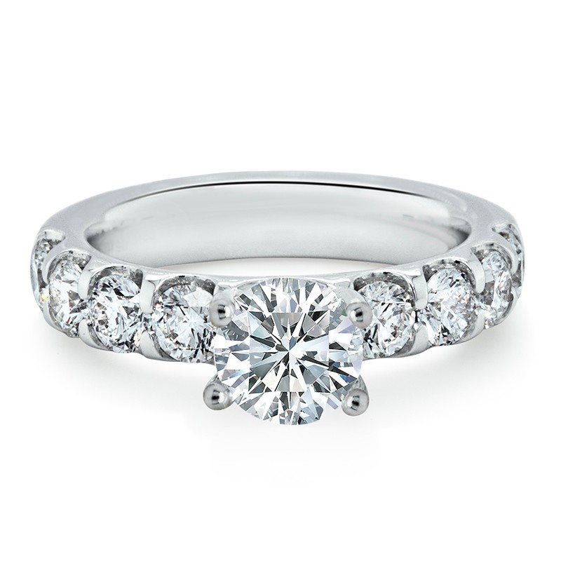 18K White Gold Odessa Shared Prong Diamond Mounting