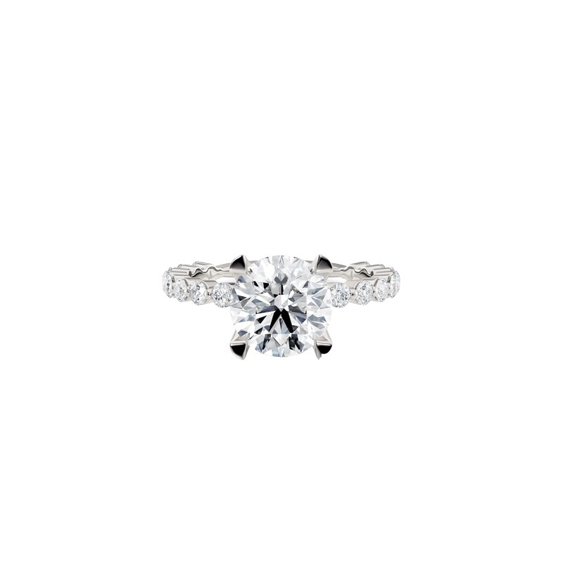 18K White Gold Diamond Band and Hidden Halo Engagement Mounting