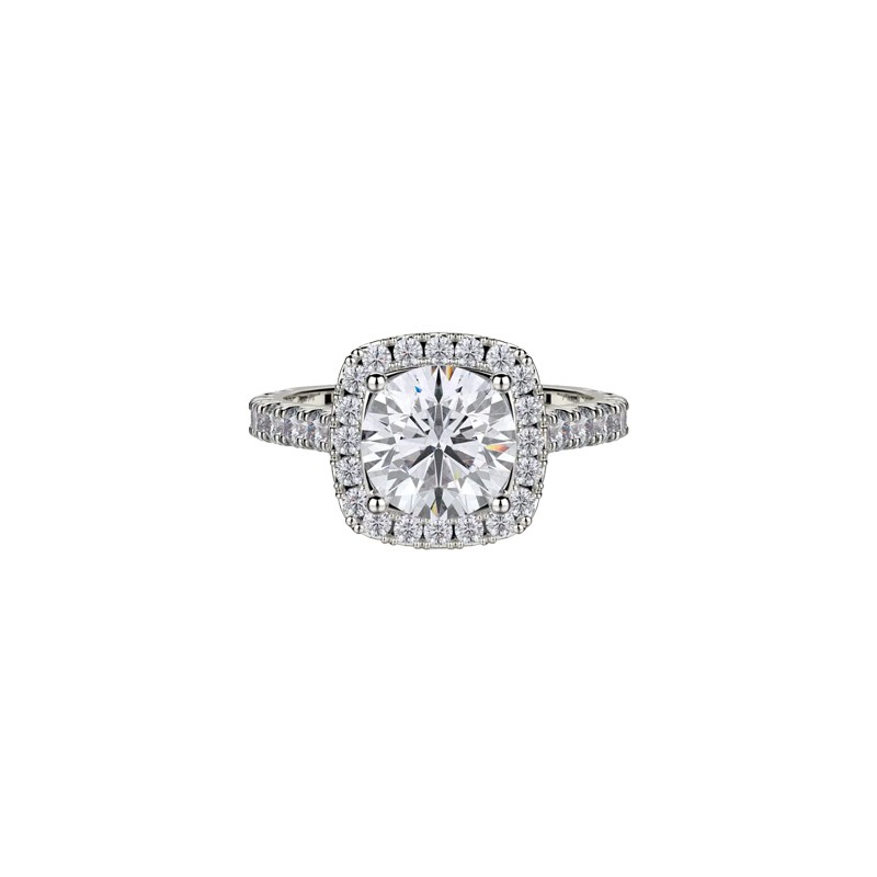 18K White Gold Diamond Halo & Band Engagement Mounting