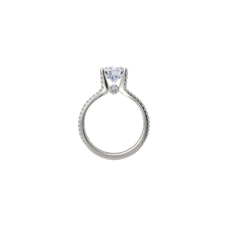 18K White Gold Three Row Diamond Band Engagement Mounting 