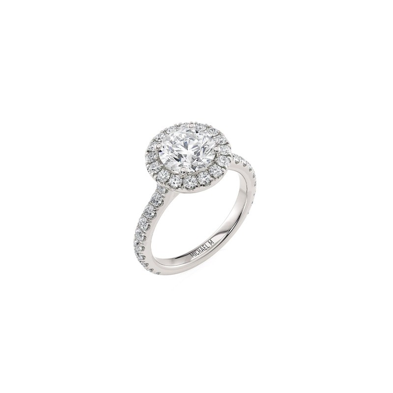 18K White Gold Diamond Halo Engagement Mounting