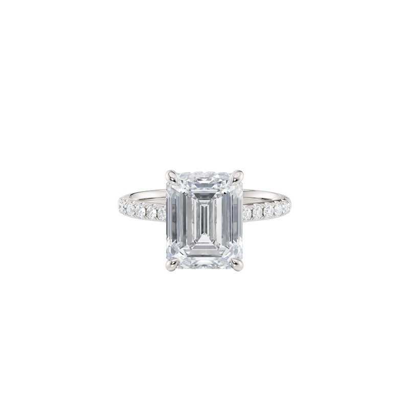 18K White Gold Emerald Cut Center Stone Engagement Mounting