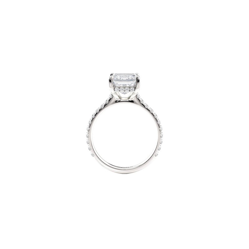 18K White Gold Emerald Cut Center Stone Engagement Mounting