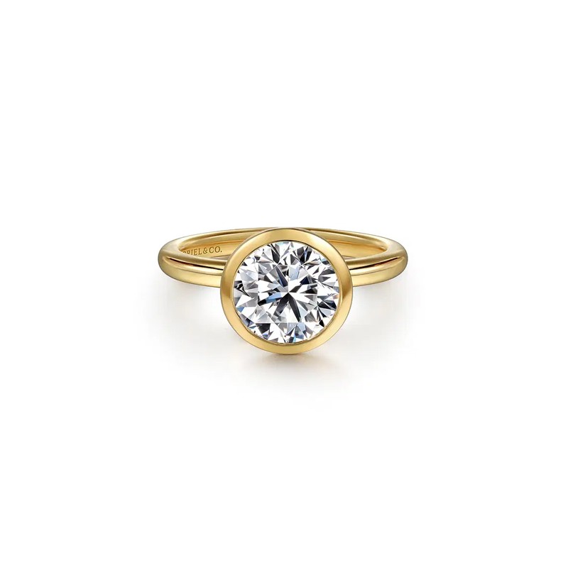 14K Yellow Gold Round Bezel Set Diamond Engagement Mounting