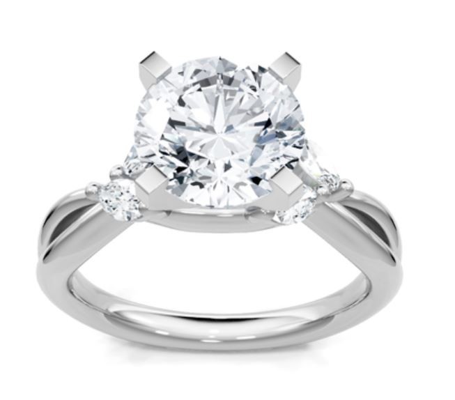 14k White Gold Vine Floral Engagement Ring Mounting
