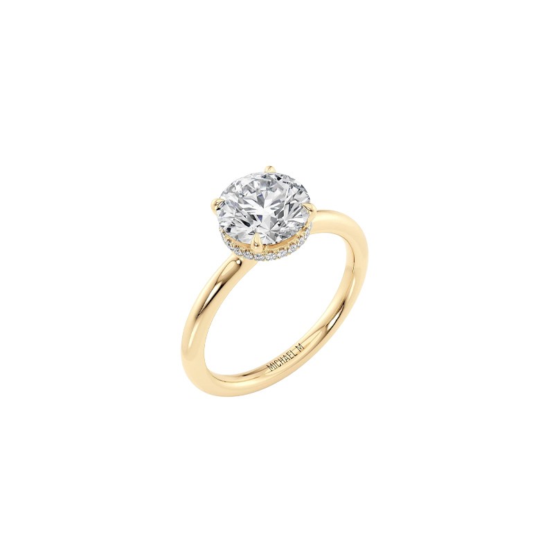 18K Yellow Gold Diamond Hidden Halo Engagement Mounting