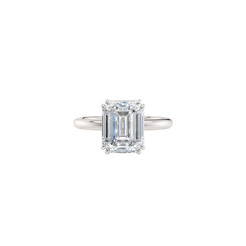 18K White Gold Emerald Cut Center Stone Engagement Mounting
