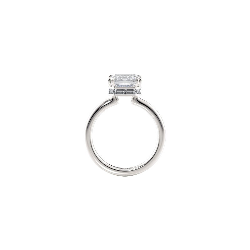 18K White Gold Emerald Cut Center Stone Engagement Mounting