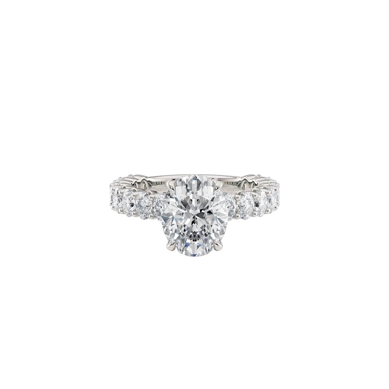 18K White Gold Oval Center Stone Engagement Mounting