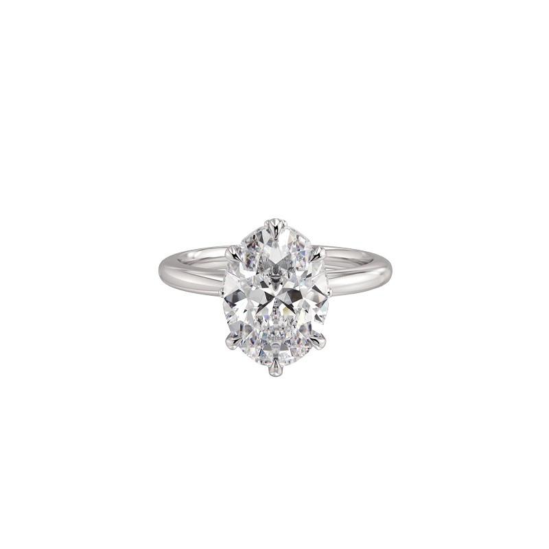 18K White Gold Oval Diamond Hidden Halo Engagement Mounting