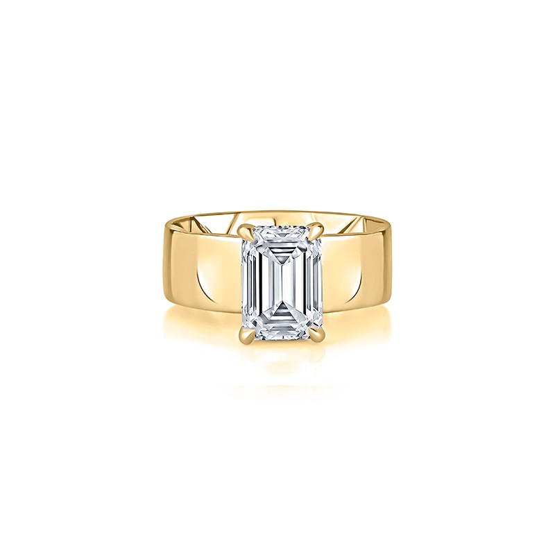 Emerald Cut Wide Band Engagement Mounting