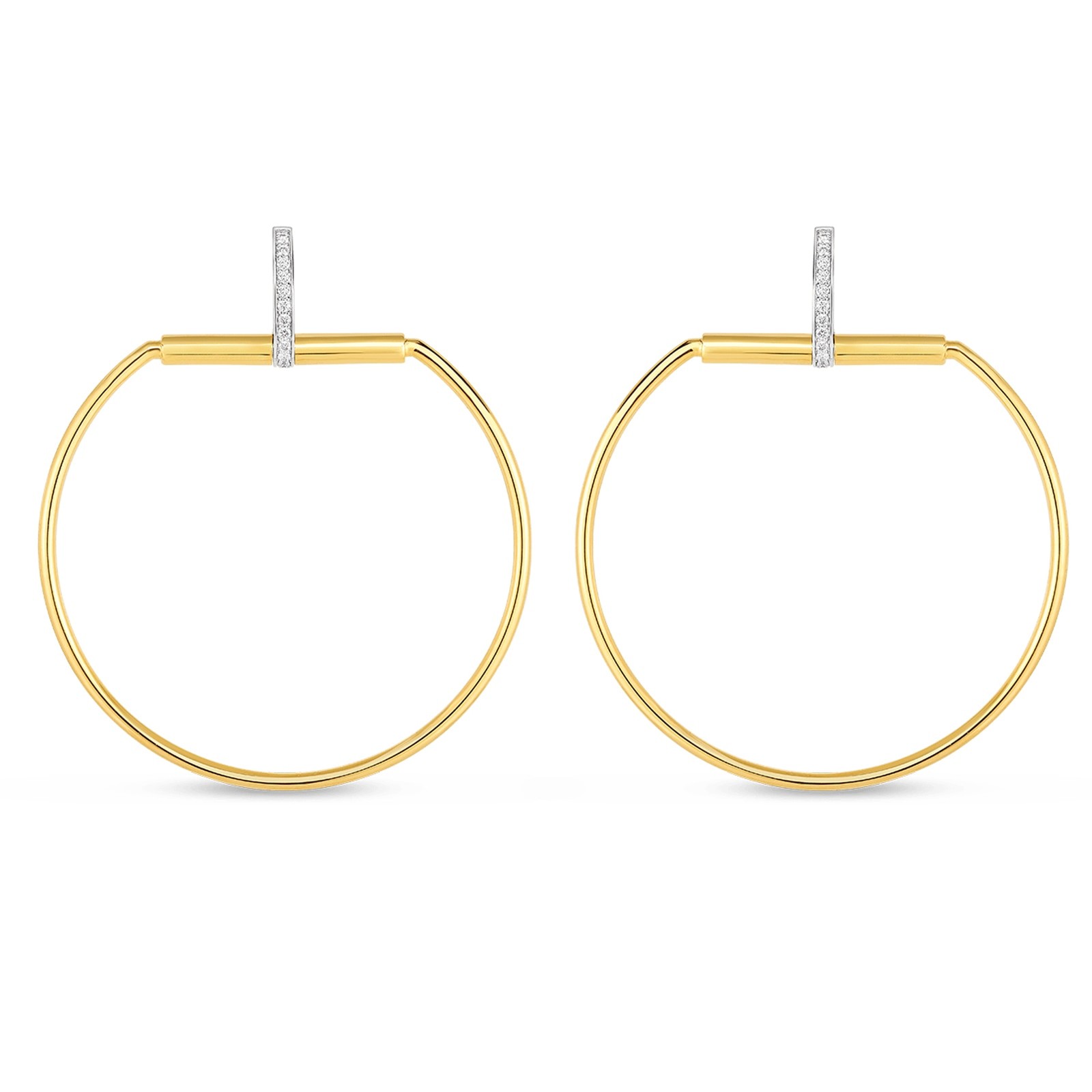 18k Two Tone Classic Parisienne Diamond Earrings