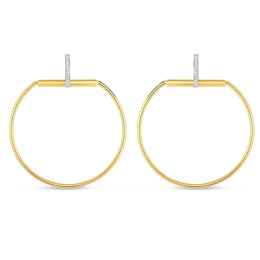 18k Two Tone Classic Parisienne Diamond Earrings