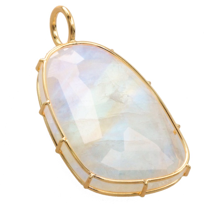 14k Yellow Gold Medium Moonstone Harriet Stone Charm