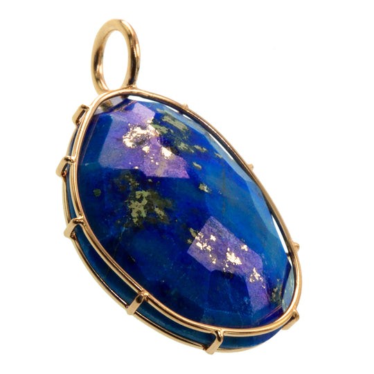 14k Yellow Gold Large Lapis Harriet Stone Charm