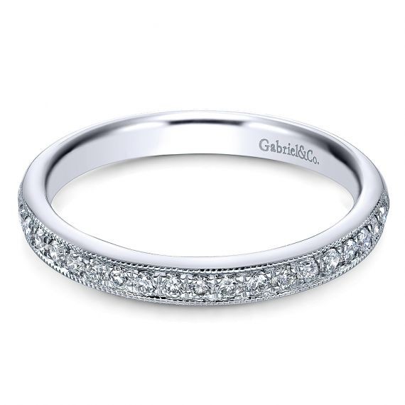 14k White Gold Pave Diamond Wedding Band