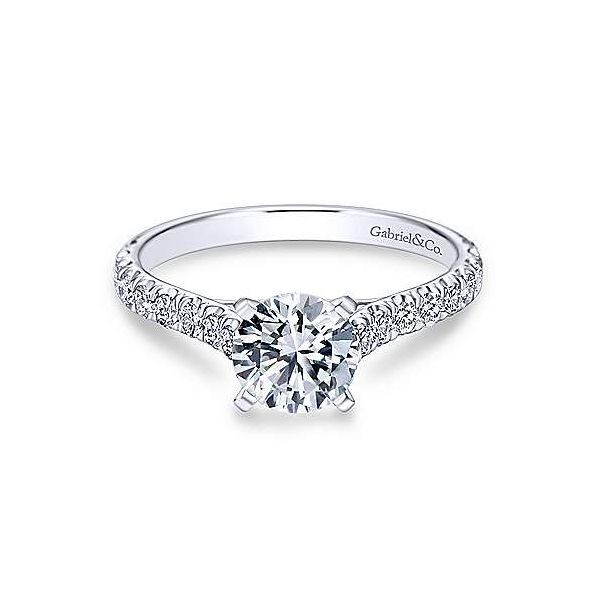 14k White Gold Prong Set Diamond Engagement Mounting