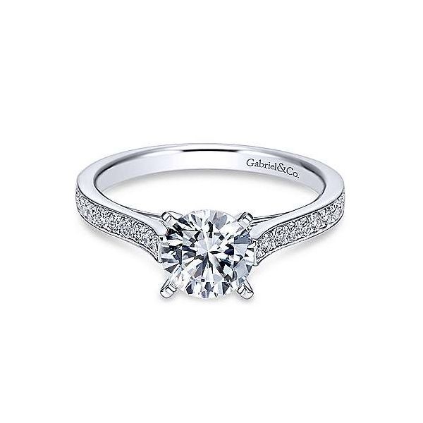 14k White Gold Round Diamond Engagement Mounting