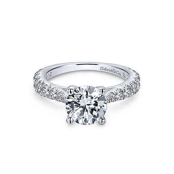14k White Gold Gradient Diamond Engagement Mounting