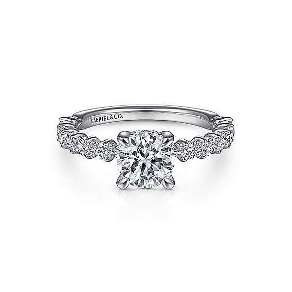 14k White Gold Hidden Halo Diamond Engagement Mounting