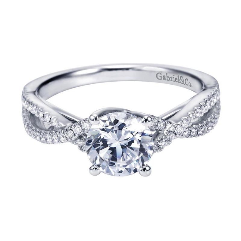14k White Gold Prong Set Diamond Twist Engagement Mounting