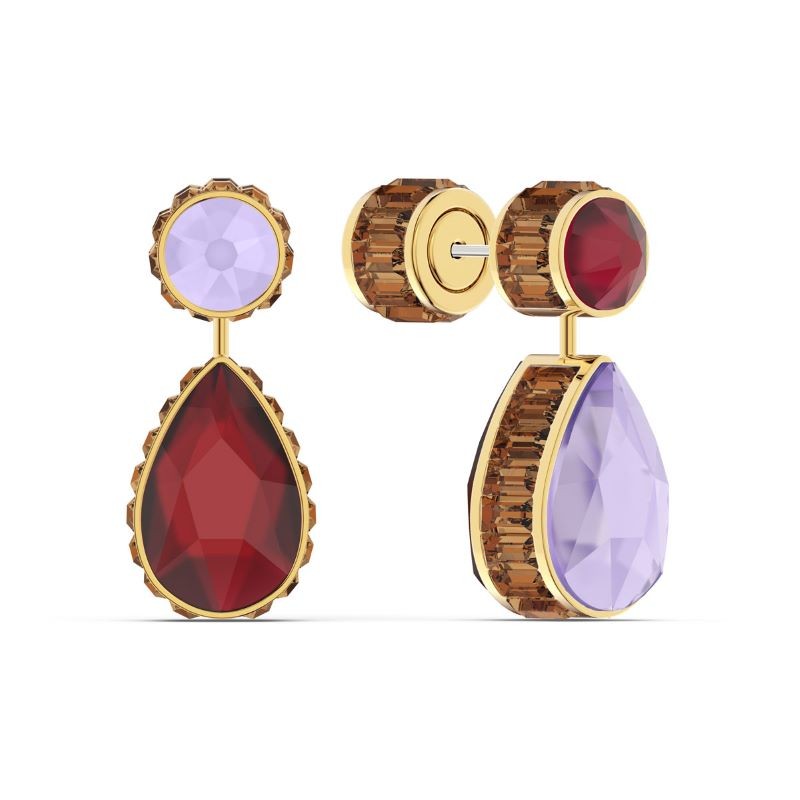 Gold Tone Orbita Asymmetrical Crystal Swivel Earrings