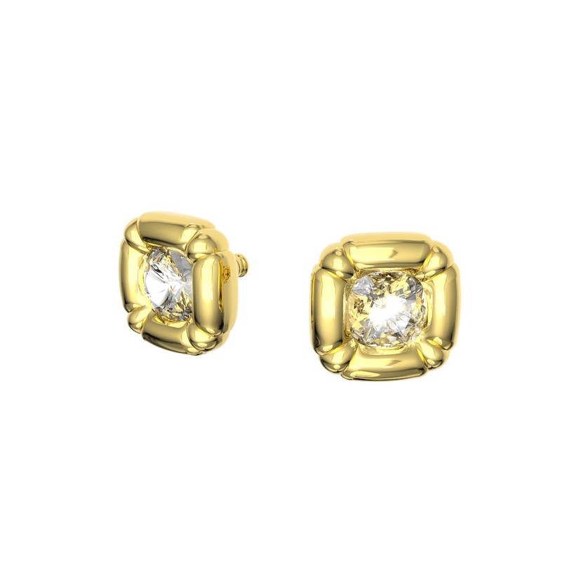 Dulcis Yellow Cushion Clear Crystal Stud Earrings