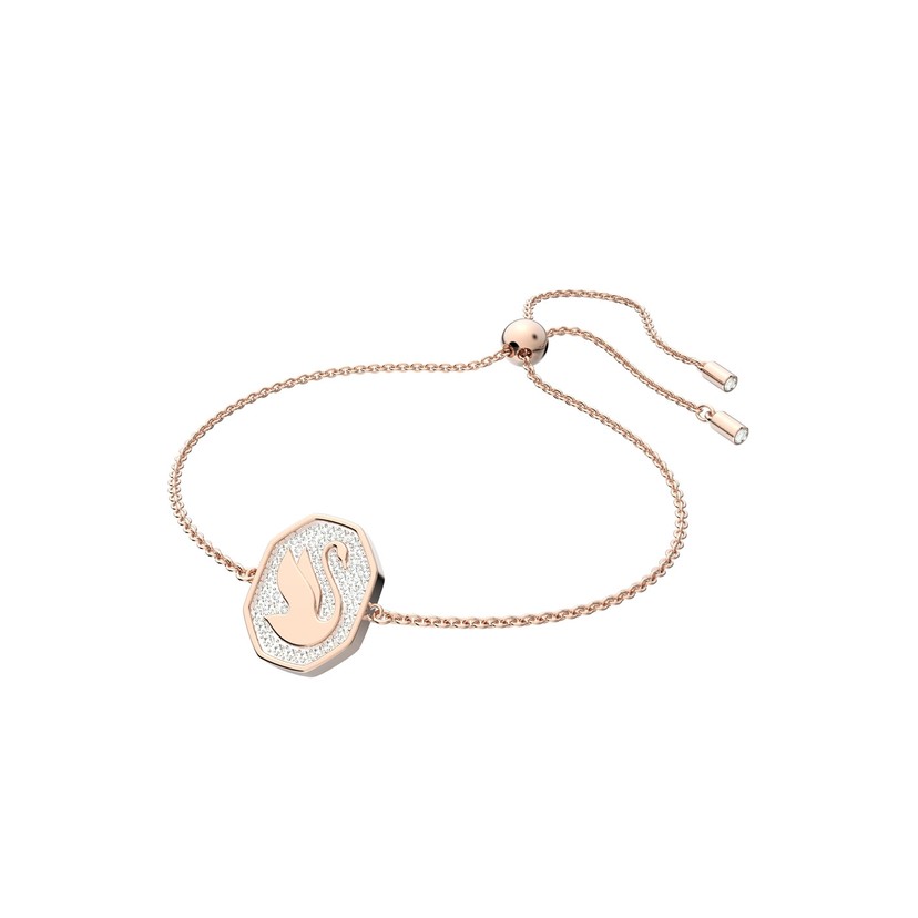 Rose Gold Plated Pave Crystal Signum Swan Bracelet