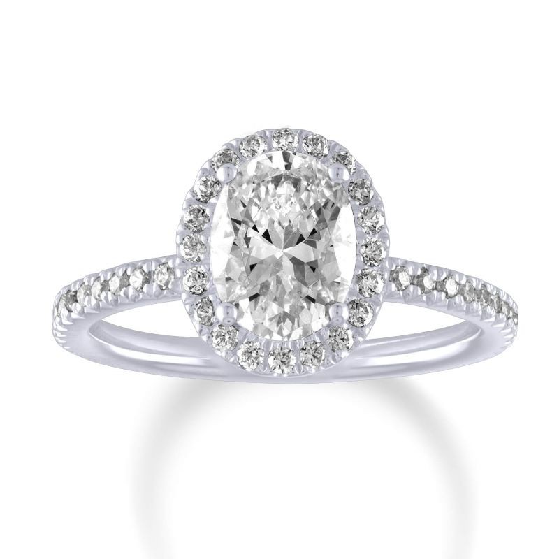 14k White Gold Halo Engagement Ring Mounting