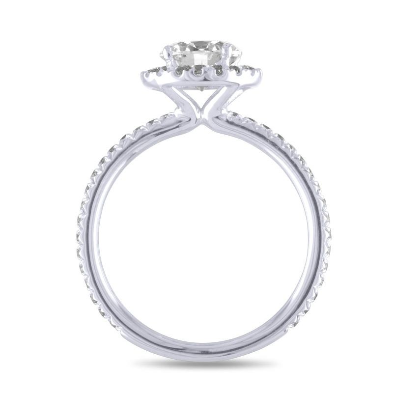 14k White Gold Halo Engagement Ring Mounting