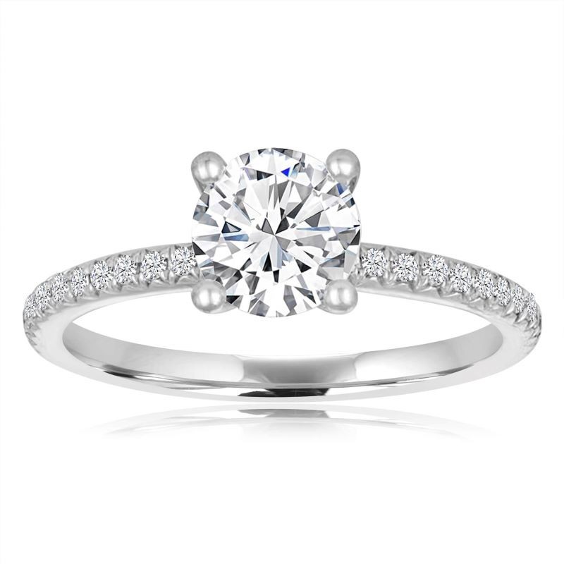 14k White Gold Thin Engagement Ring Mounting