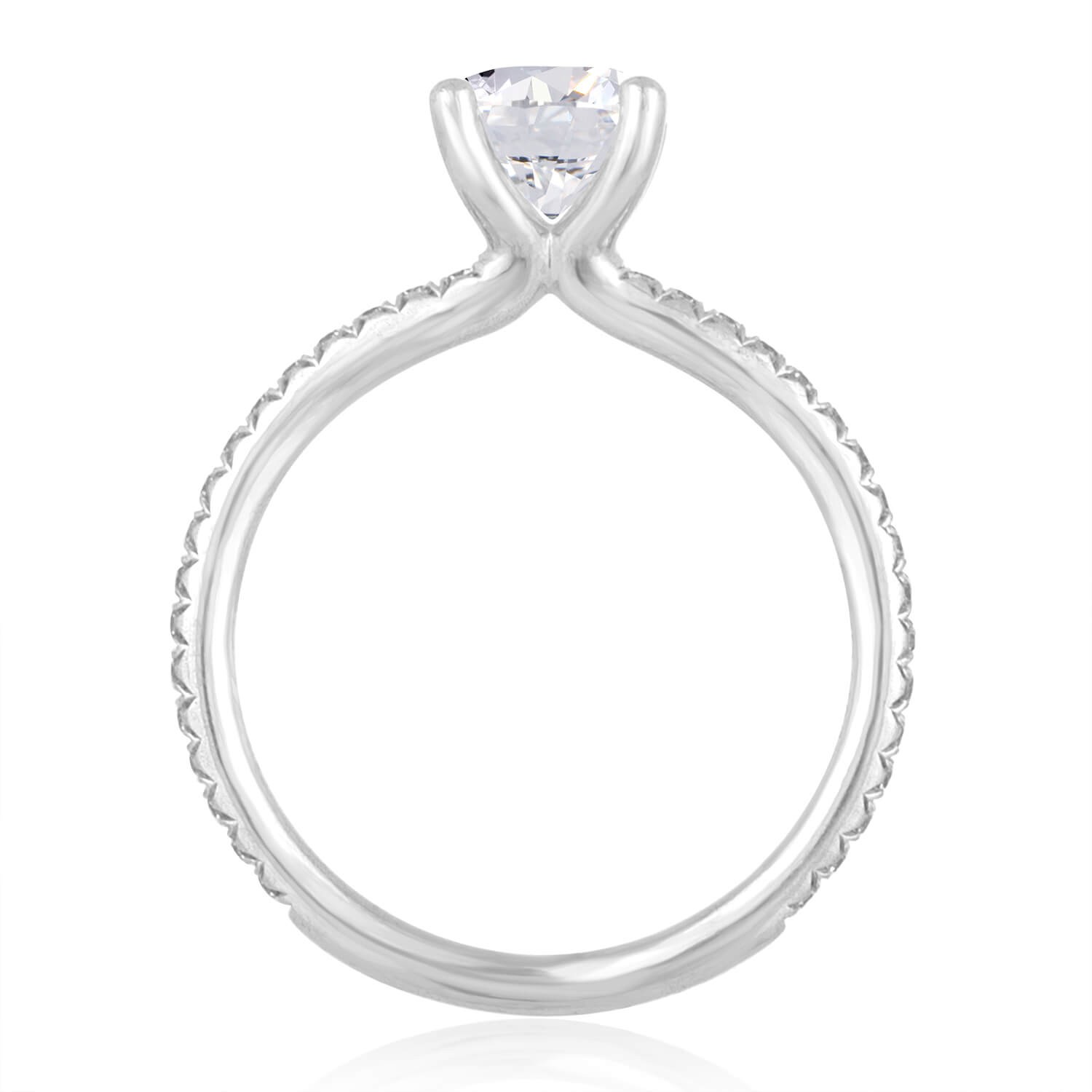 14k White Gold Thin Engagement Ring Mounting