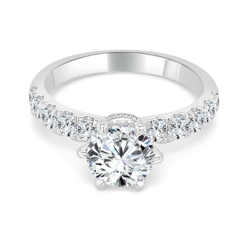 14k White Gold Engagement Ring Mounting