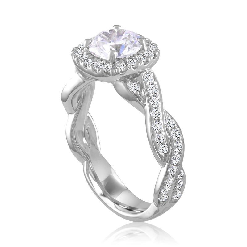14k White Gold Halo Engagement Ring Mounting