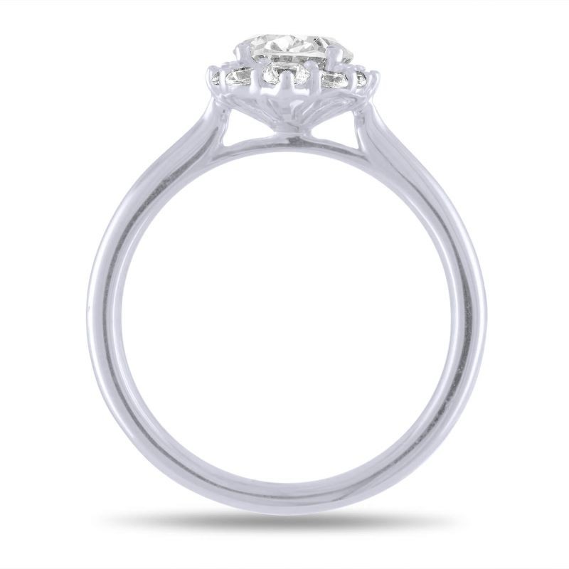 14k White Gold Round Halo Engagement Ring Mounting