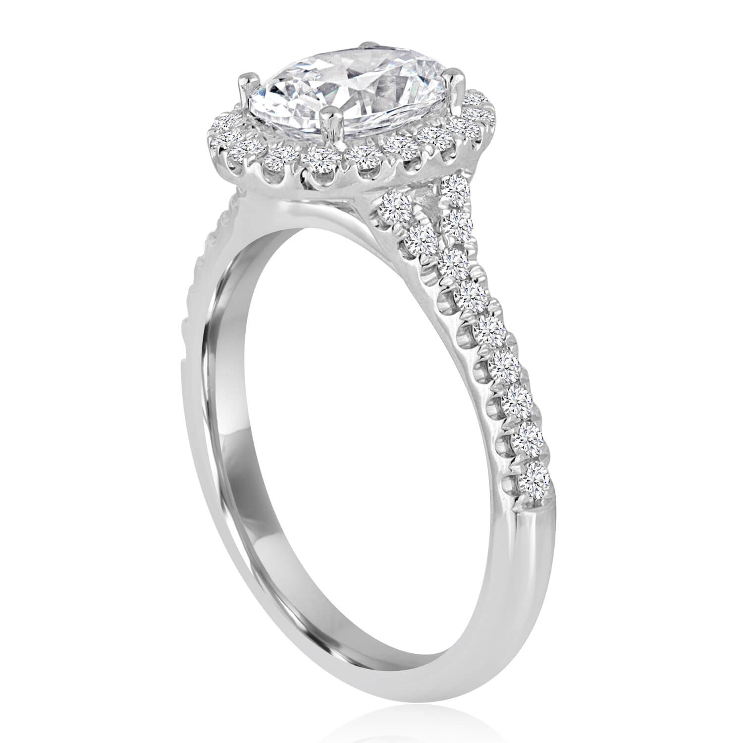 14k White Gold Oval Engagement Ring Mounting